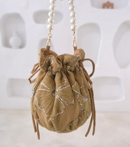 ‘Zara’ Pearl Pouch - Copper Beige
