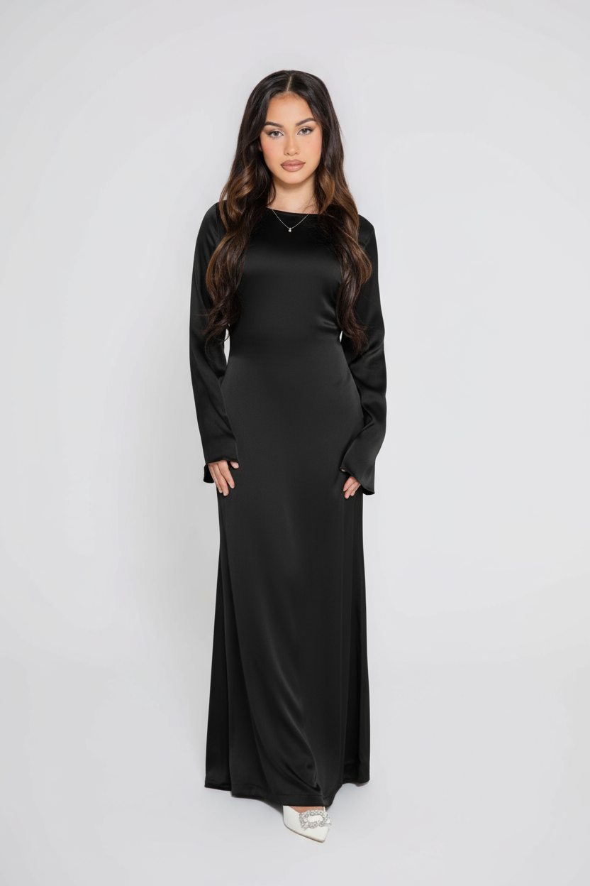 ‘ZIYA’ Satin Slip On - Black