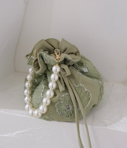 ‘Zara’ Pearl Pouch - Sage Green