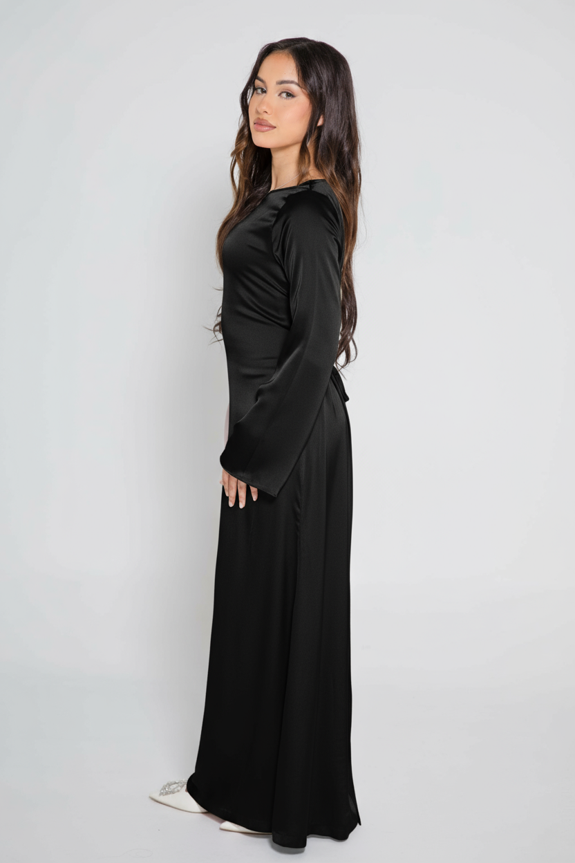 ‘ZIYA’ Satin Slip On - Black