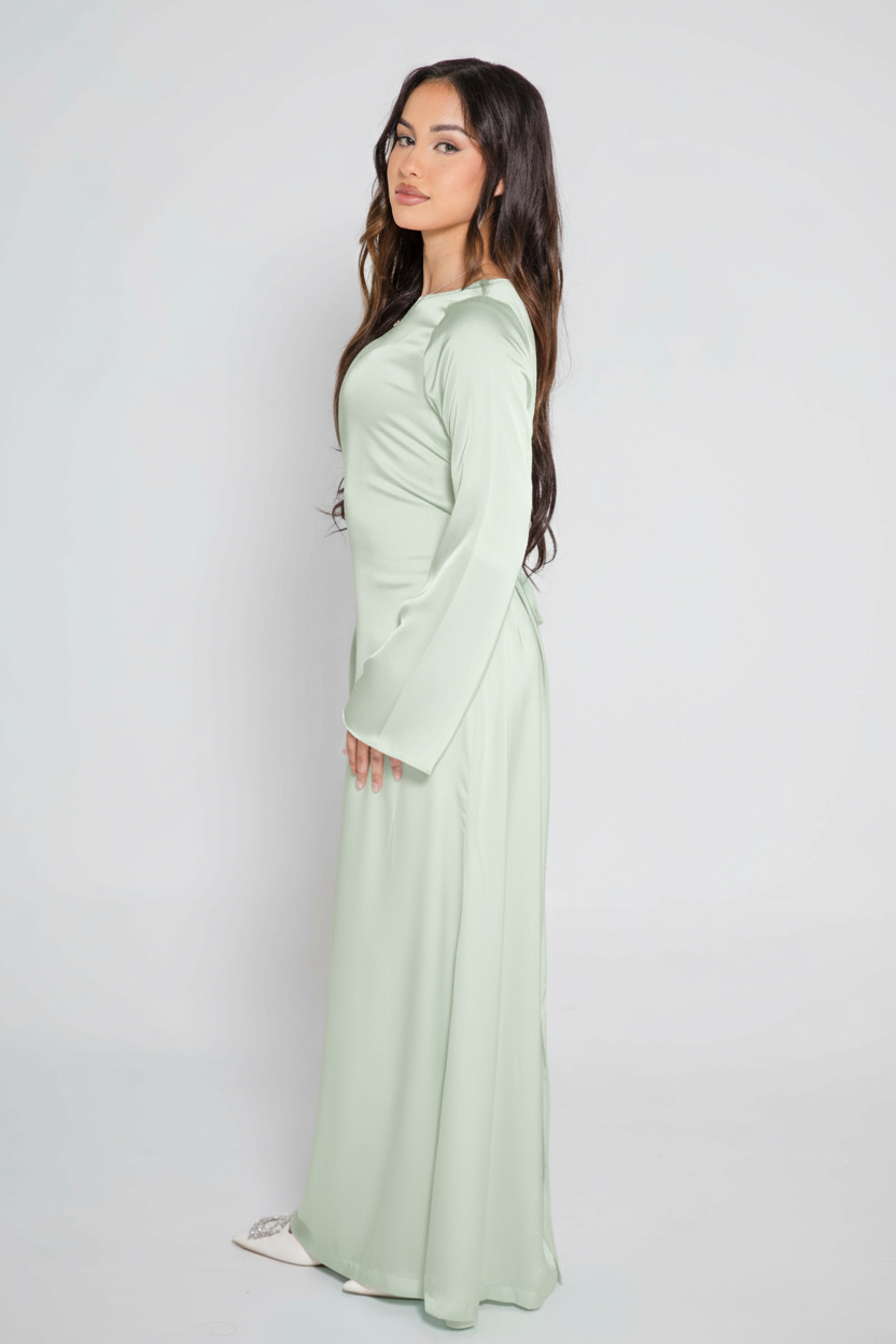 ‘ZIYA’ Satin Slip On - Sage Green