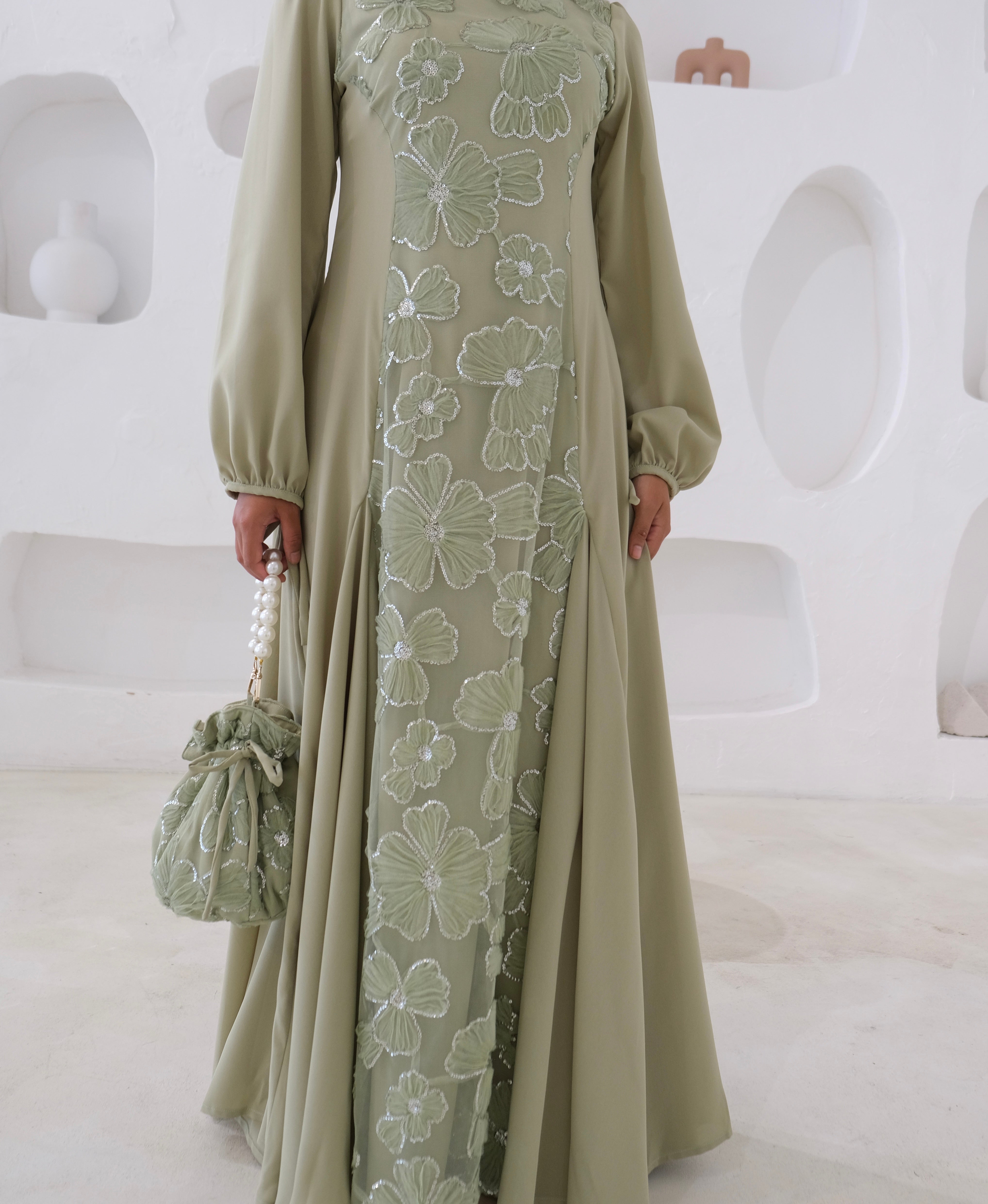ZARA' Floral Dress - Sage Green Arisara Boutique ZARA' Floral Dress - Sage Green Arisara Boutique