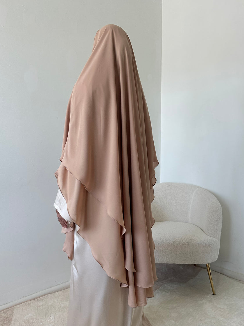 Princess Chiffon Khimar & Bow - Sand