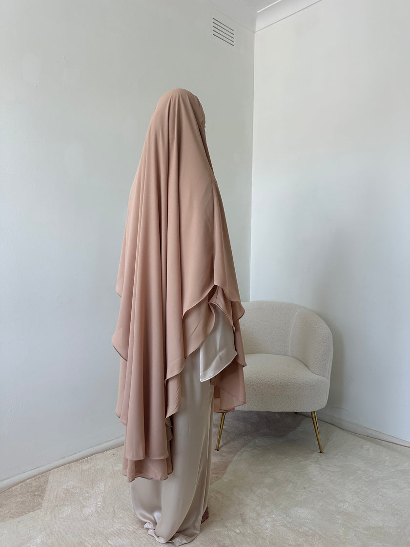 Princess Chiffon Khimar & Bow - Sand