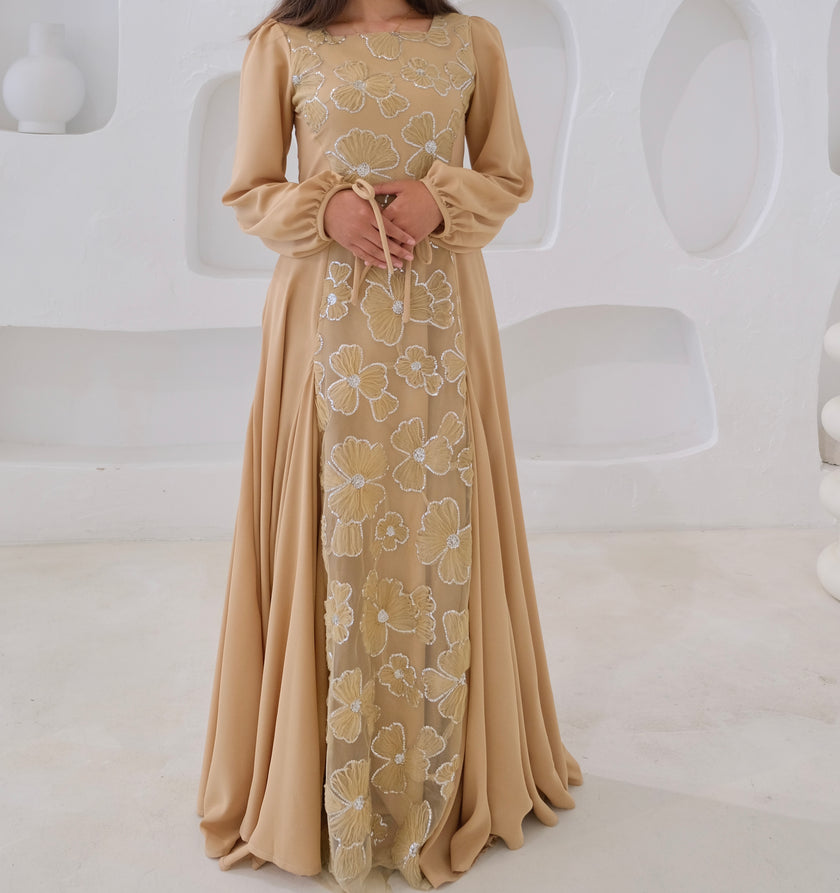 ‘ZARA’ Floral Dress - Copper Beige