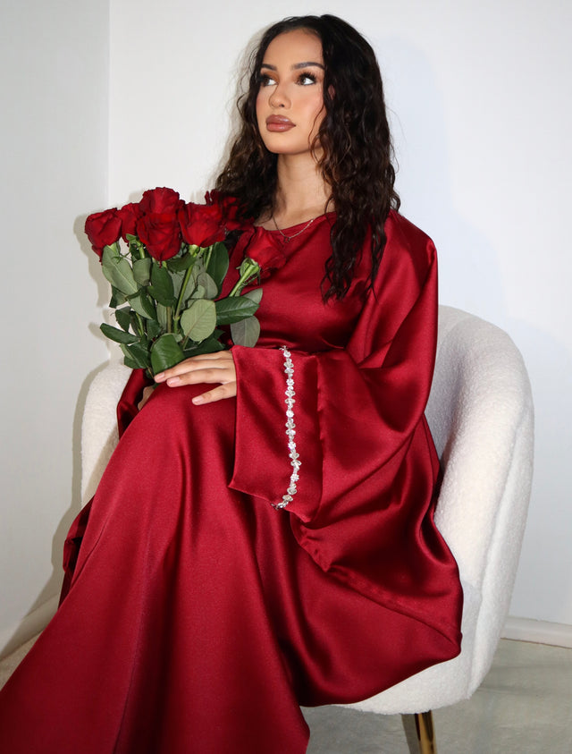 Luxury Abaya ‘INAYAH’ - Maroon Red