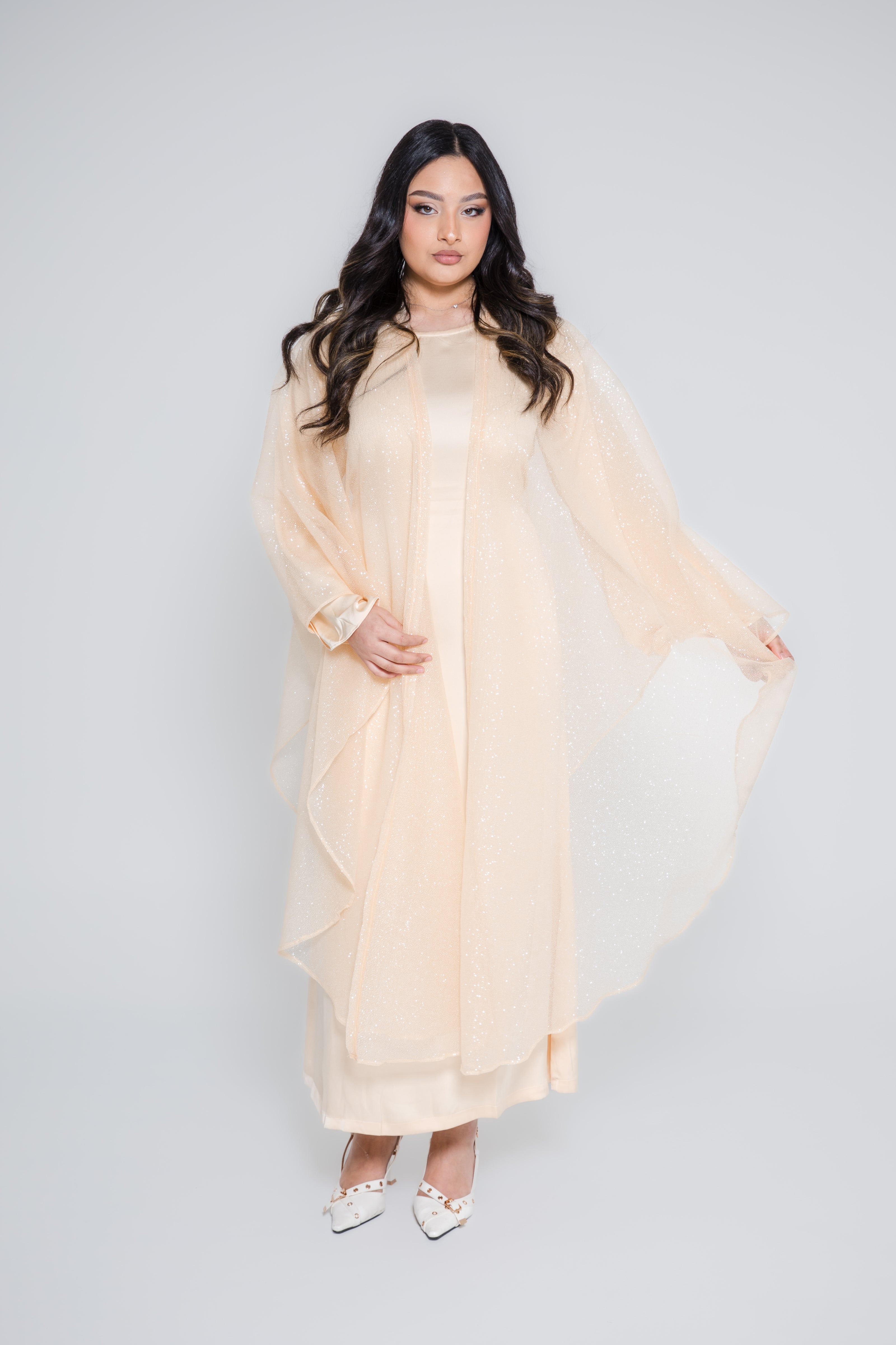 ‘AARA’ Glitter Organza Caftan - Marigold