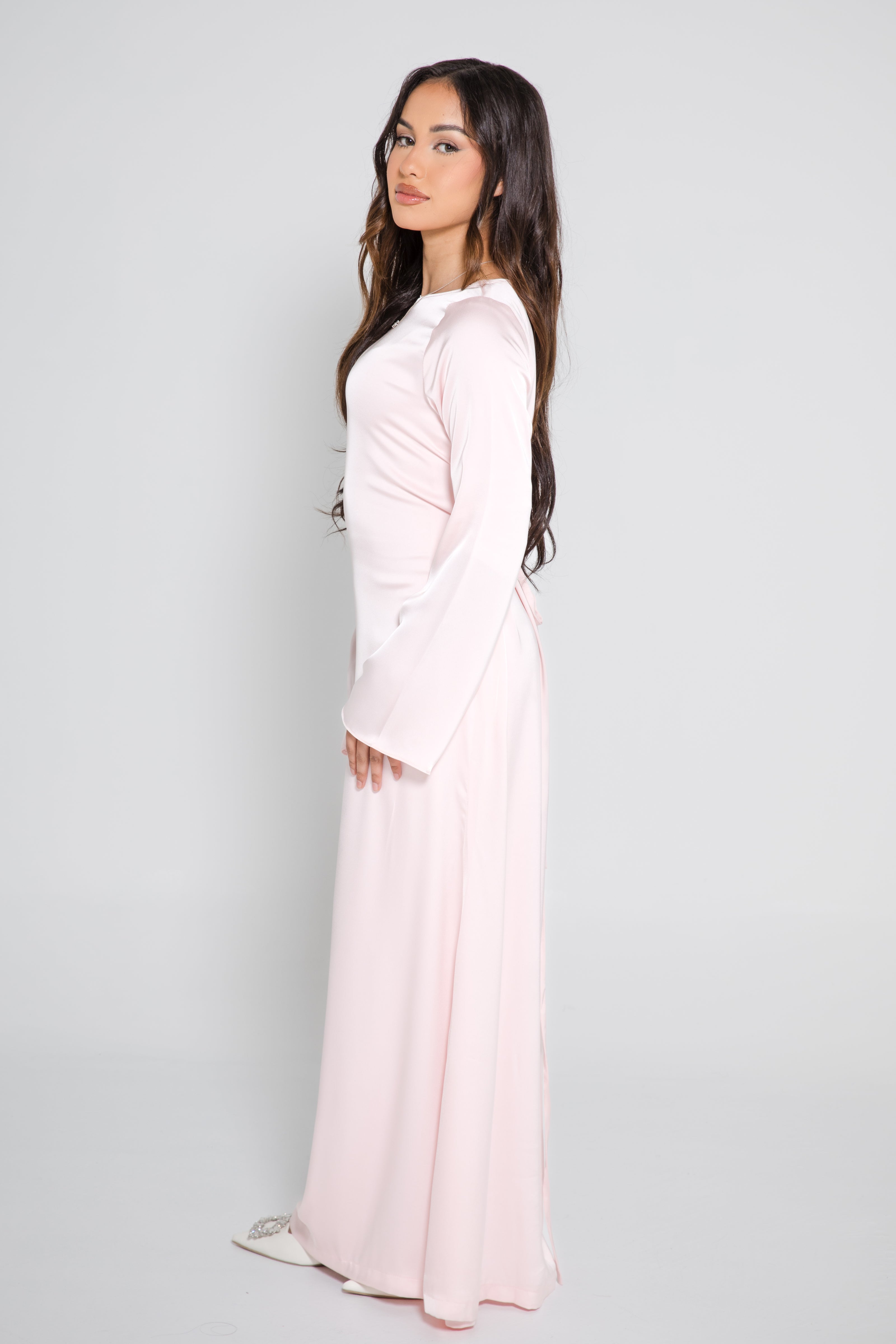 ‘ZIYA’ Satin Slip On - Baby Pink