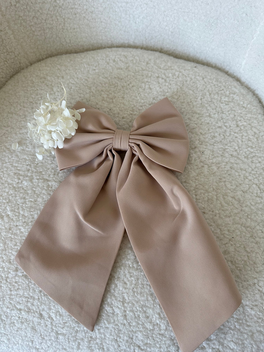 Princess Chiffon Khimar & Bow - Pebble Beige