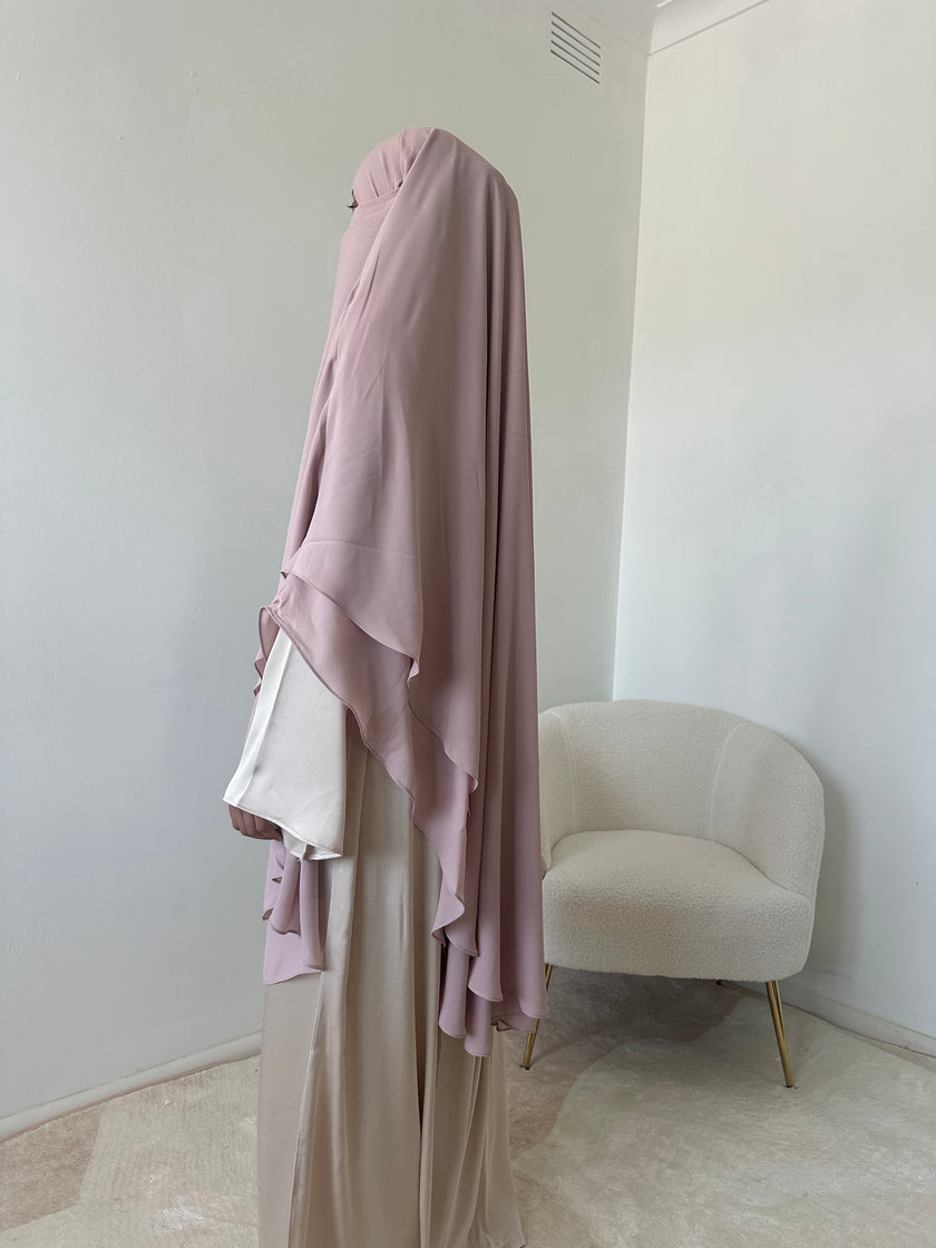 Princess Chiffon Khimar & Bow - Pink Clay