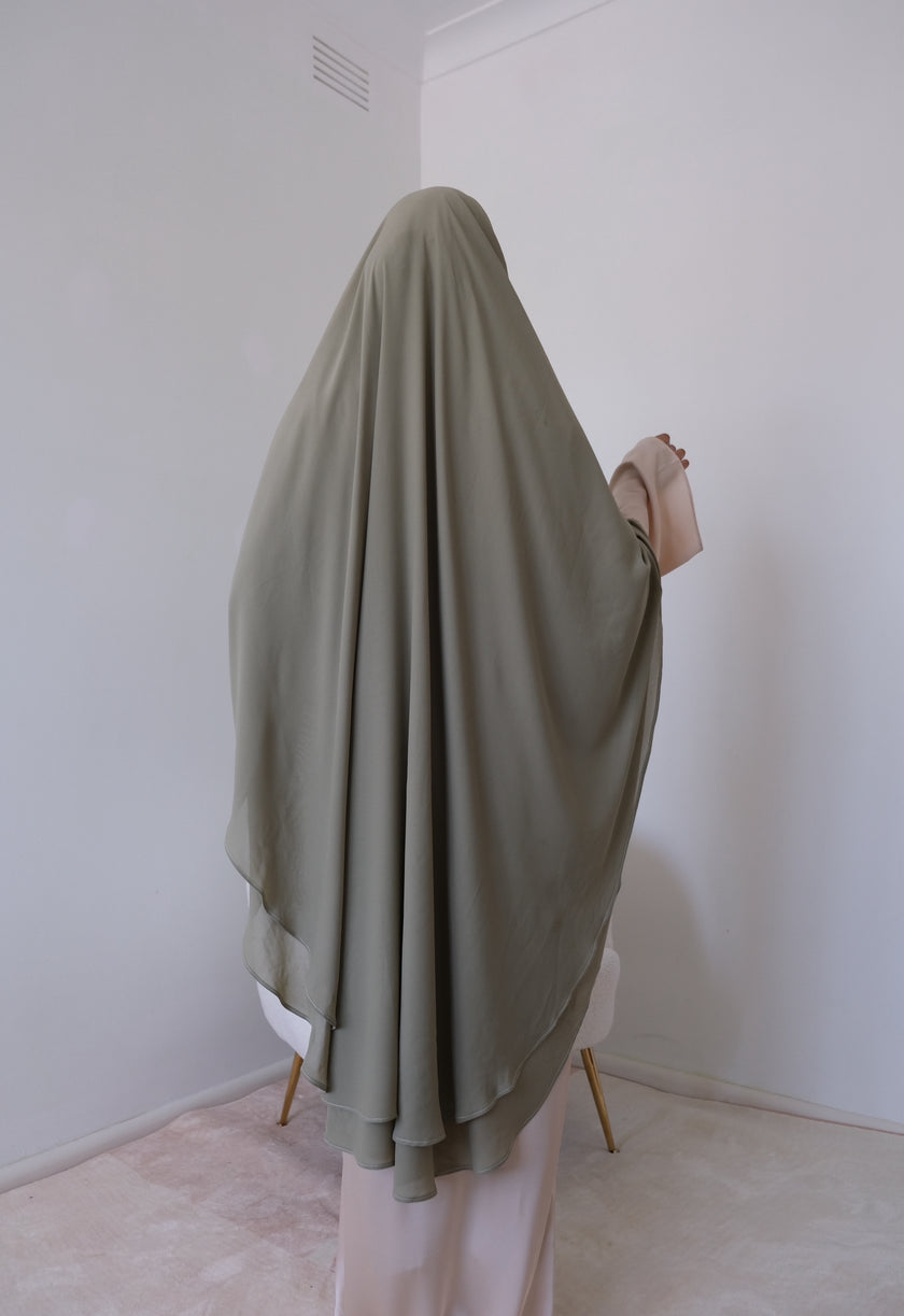 Princess Chiffon Khimar & Bow - Forest