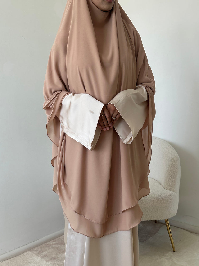 Princess Chiffon Khimar & Bow - Sand