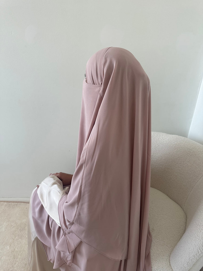 Princess Chiffon Khimar & Bow - Pink Clay