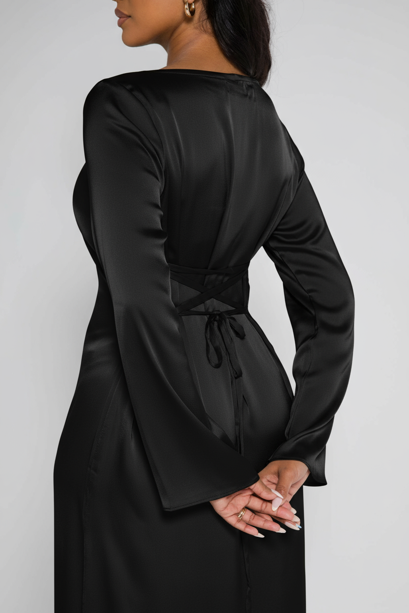 ‘ZIYA’ Satin Slip On - Black