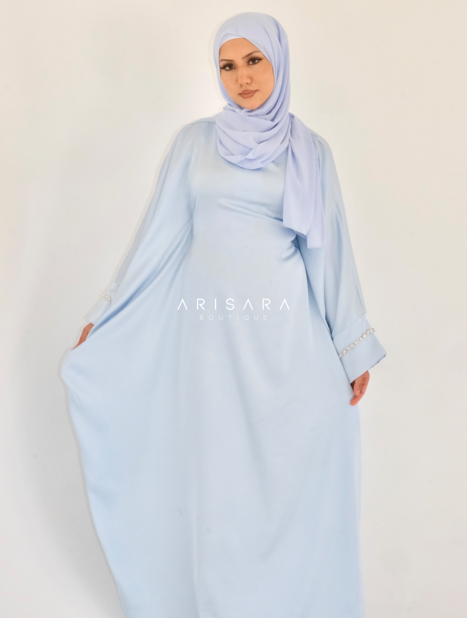 Luxury Abaya 'INAYAH' - Baby Blue