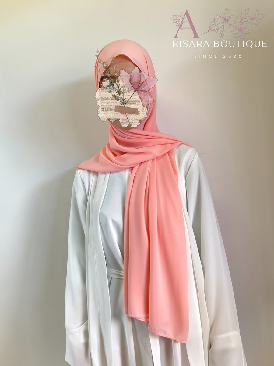 Medina Silk Pink Coral | Hijab | Niqab | Set – Arisara Boutique