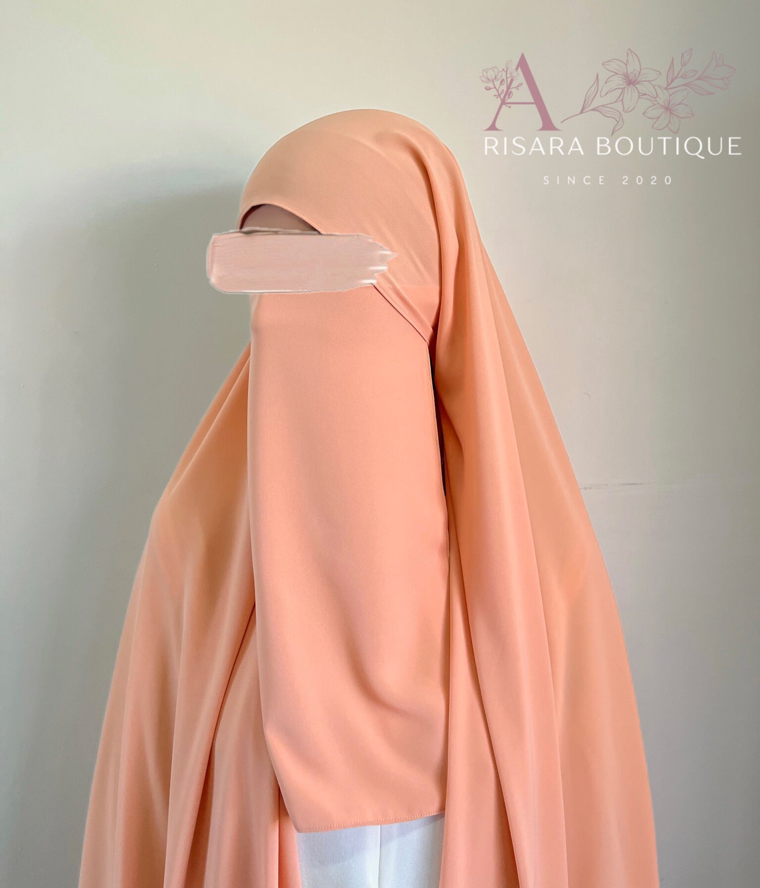 Medina Silk Peach | Hijab | Niqab | Set