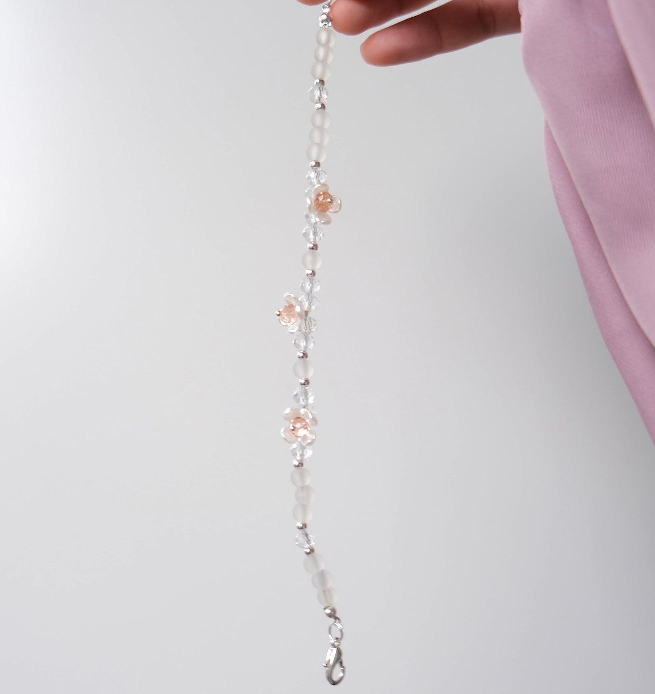 Beaded Mask Attachment - Peach Blossom (Short Design)